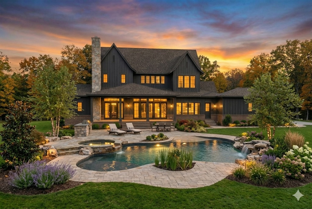 The Madeline — rear with pool